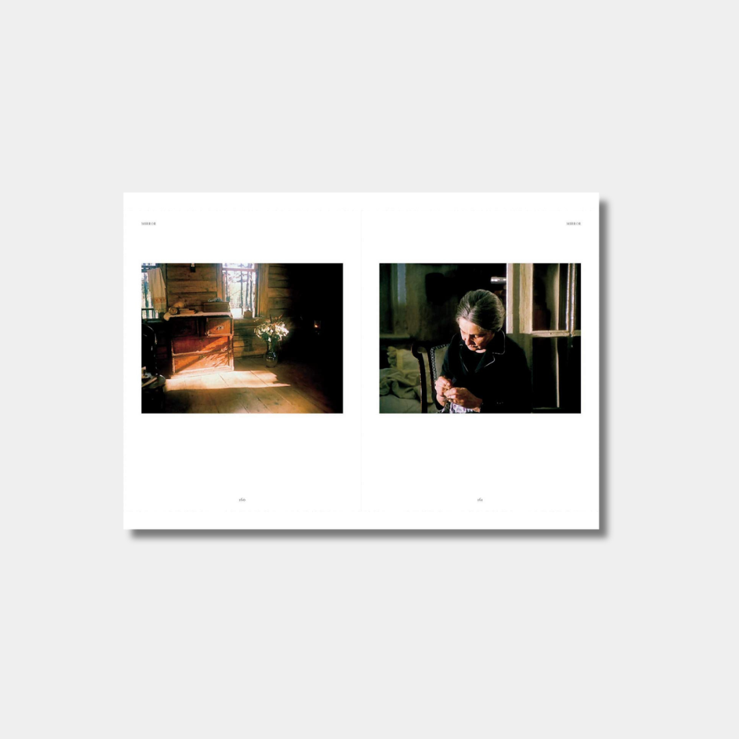 Framed artwork with two images of a person in a room.