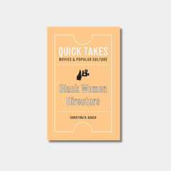Yellow book cover with movie ticket shaped border and title text in sans serif font and illustrated profile of a black figure looking through camera lens