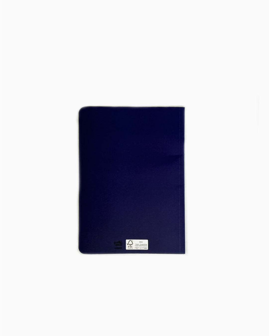 Navy notebook back on a white background