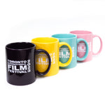 TIFF mug set in purple, yellow, aqua and pink