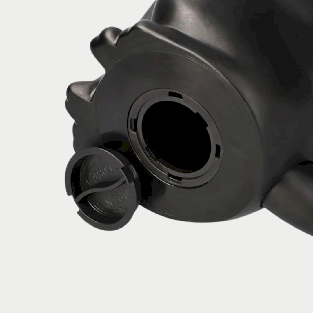 The bottom of a black Jiji figurine is shown with its circular plastic coin plug removed next to the open slot.