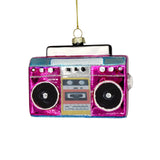 Pink Boombox Glass Ornament