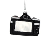 Black Camera Glass Ornament