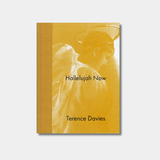 A yellow book cover titled "Hallelujah Now" featuring a grainy, monochromatic golden image of a person’s profile wearing angel wings and crown.
