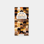 A box of 12 Mudpuppy "We Are Colorful" skin tone colored pencils featuring a cover with diverse illustrated faces.