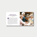 Open book spreads from a biography of Betty White, showcasing vintage photographs and iconic production stills from The Golden Girls alongside inspirational quotes and biographical text on light purple pages.