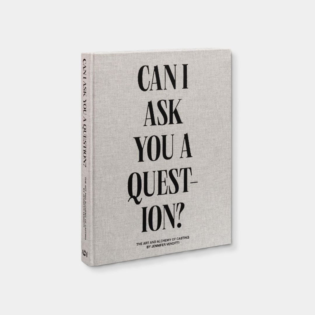 Book titled "Can I Ask You A Question?" in black font on beige textured hardcover on a white background.