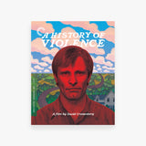 DVD cover of 'A History of Violence' with a stylized illustration of a man's face and landscape.