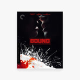 Movie cover for 'Bound' from The Criterion Collection with a dark background and red text.