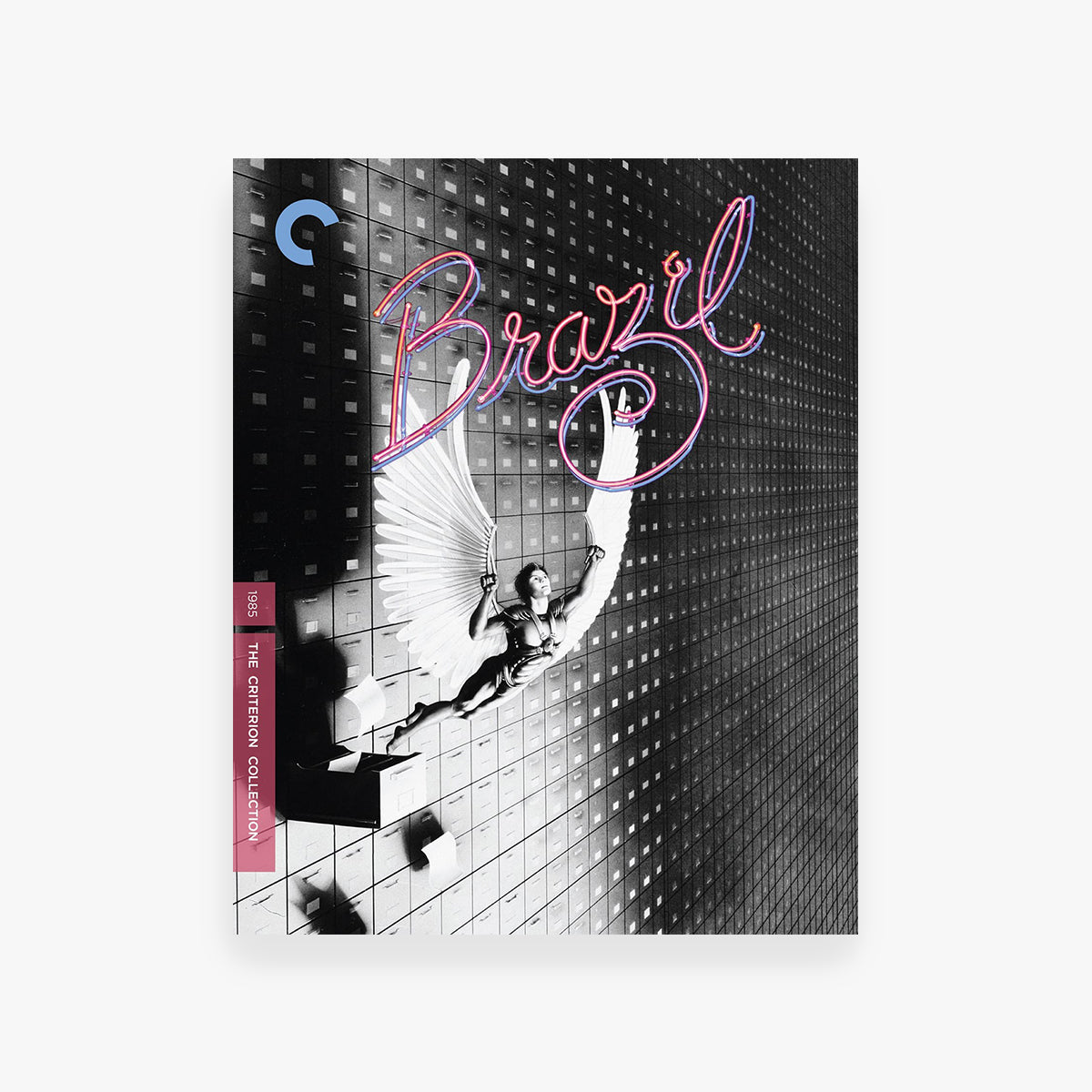 Movie cover of 'Brazil' from The Criterion Collection with a stylized title and silhouette design.