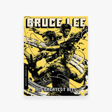 Bruce Lee DVD box set cover with action poses and yellow background