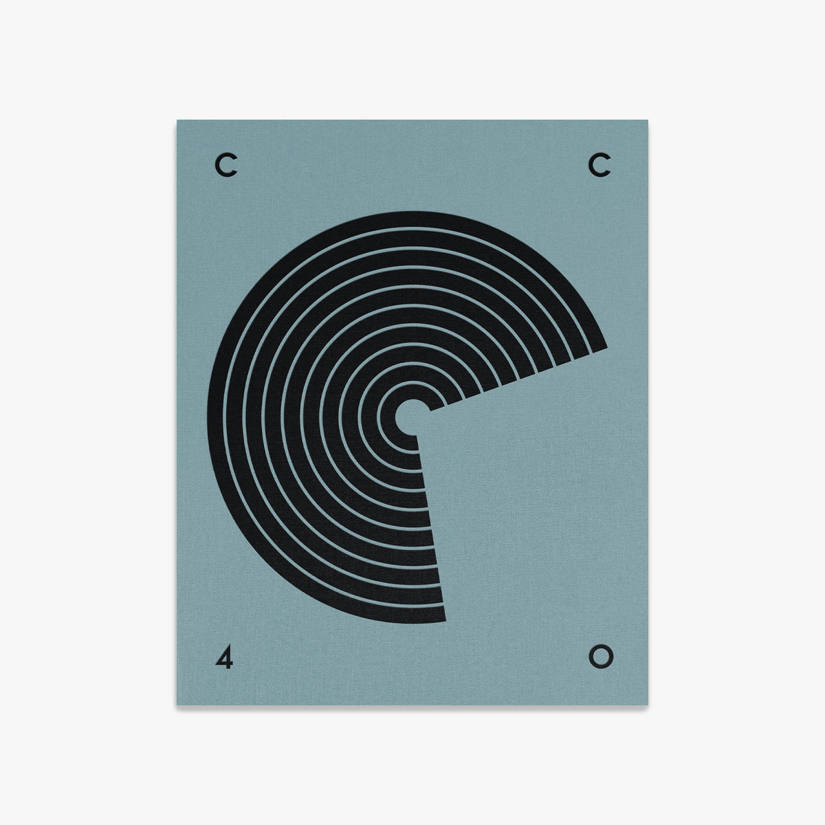 Geometric design with black curved lines on a light blue background