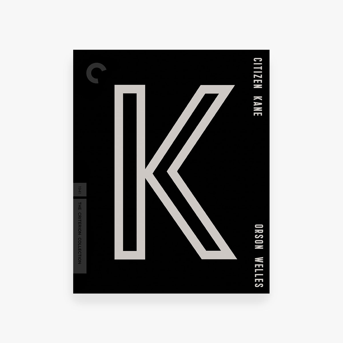 Movie cover for 'Citizen Kane' with a large white 'K' on a black background.