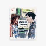Blu-Ray cover of 'Crossing Delancey' with illustration of two people and store window.