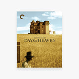 Blu-Ray cover for 'Days of Heaven' with a house in a field and a person in a hat.