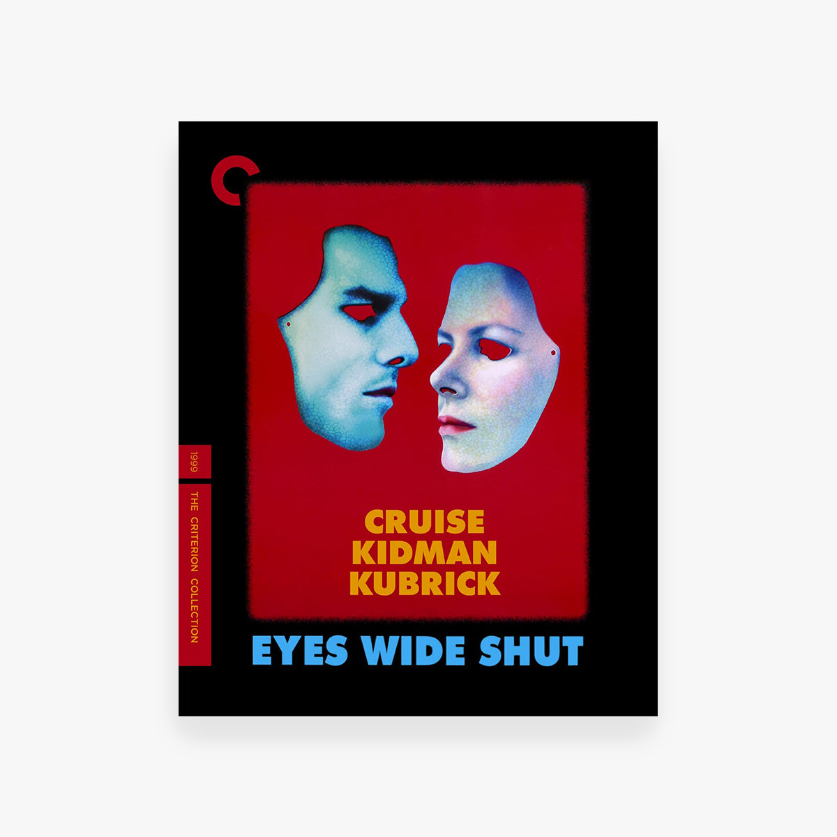 Blu-Ray cover for 'Eyes Wide Shut' featuring a red background with two faces and text.