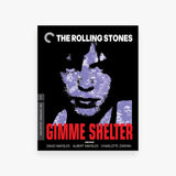 DVD cover for 'Gimme Shelter' by The Rolling Stones featuring a stylized face and text.