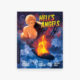 Movie poster for 'Hell's Angels' featuring a woman amidst flames and airplanes.