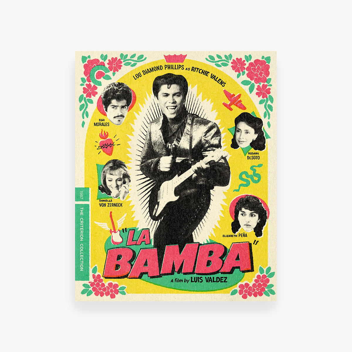 Movie cover for 'La Bamba' with colorful design and character portraits.