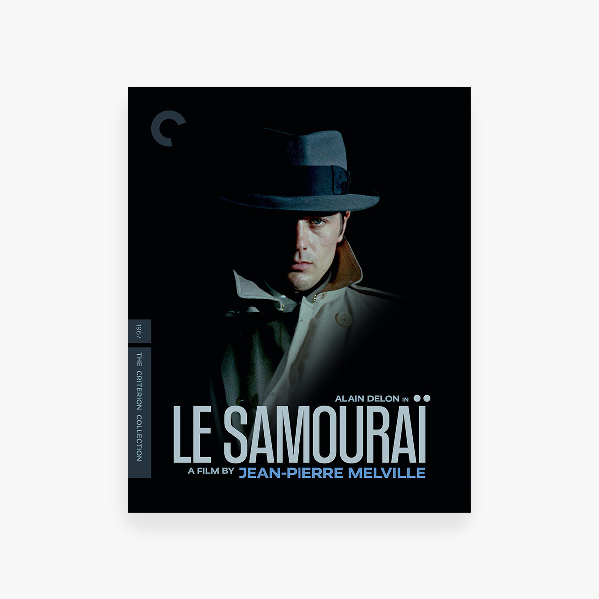 DVD cover for 'Le Samourai' featuring a man in a hat and coat on a dark background.