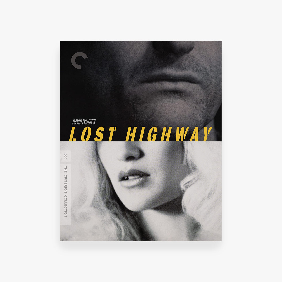 DVD cover of 'Lost Highway' from The Criterion Collection with a close-up of a man and woman's faces.