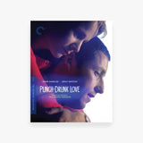 DVD cover for 'Punch-Drunk Love' featuring two characters embracing with a blue and purple gradient.