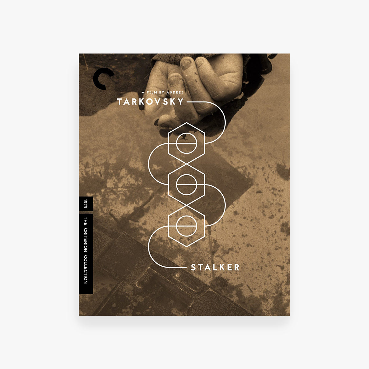 Movie cover for 'Stalker' by Andrei Tarkovsky with abstract design elements.