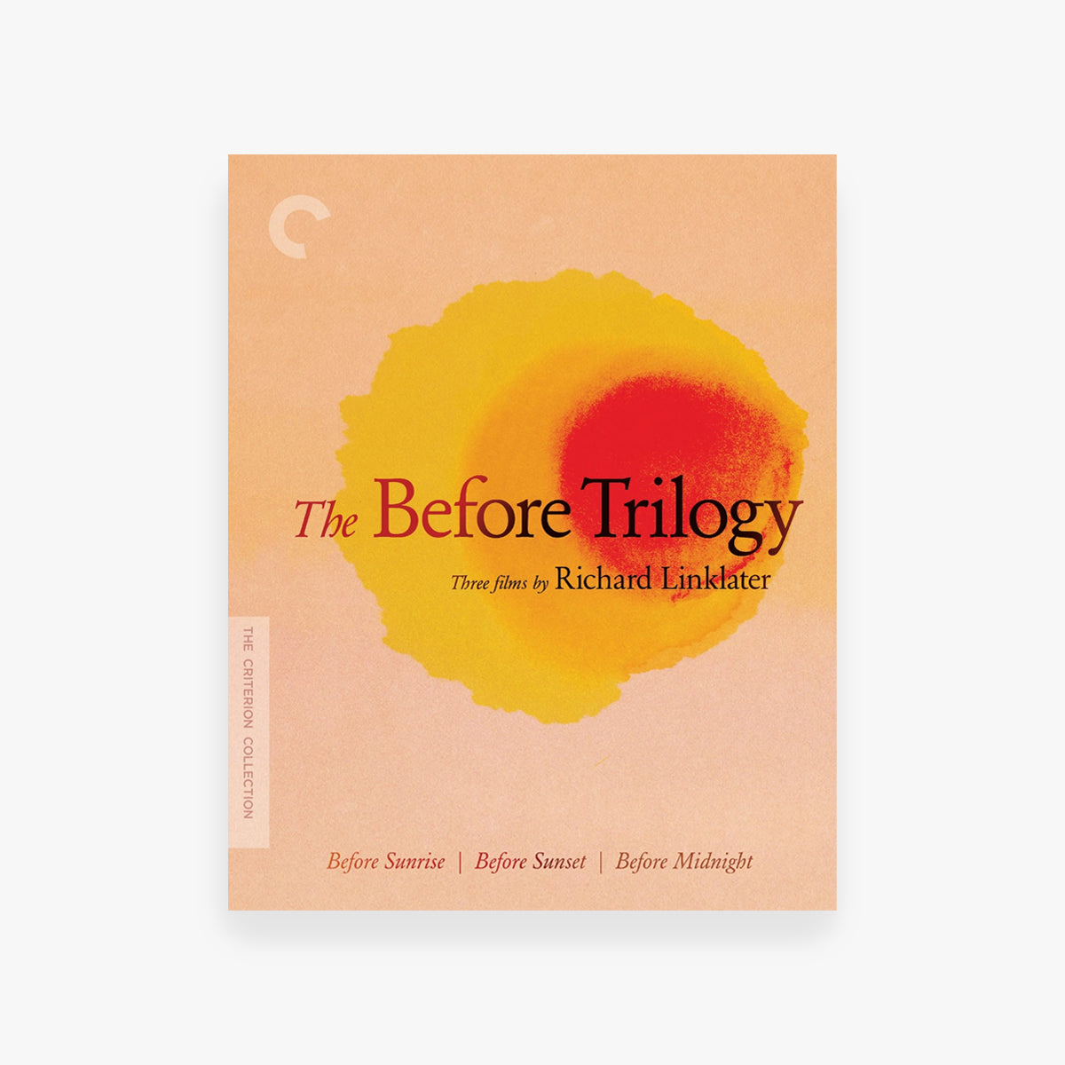 Cover of 'The Before Trilogy' by Richard Linklater with a abstract design on a peach background