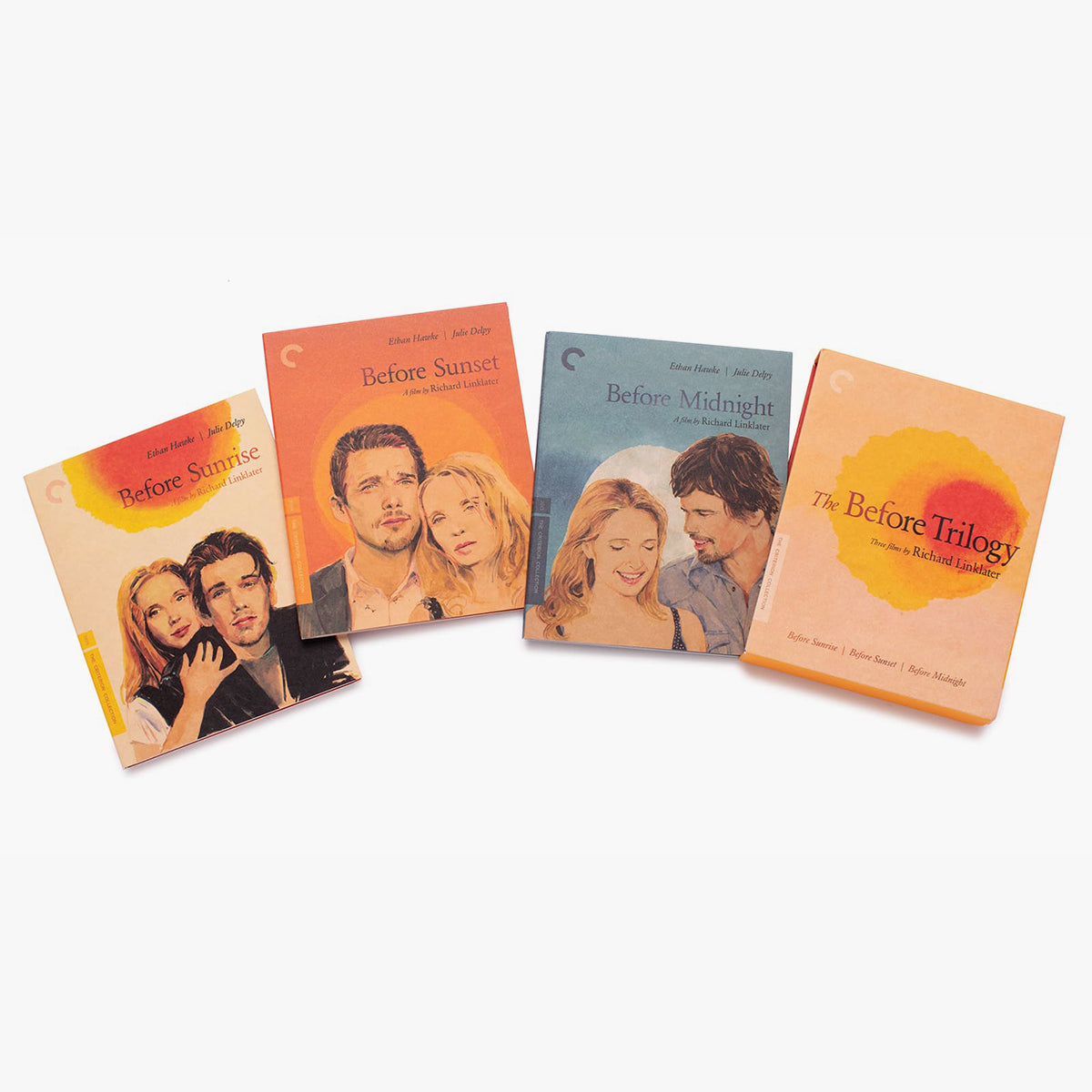 Four movie posters for 'Before' trilogy on a white background