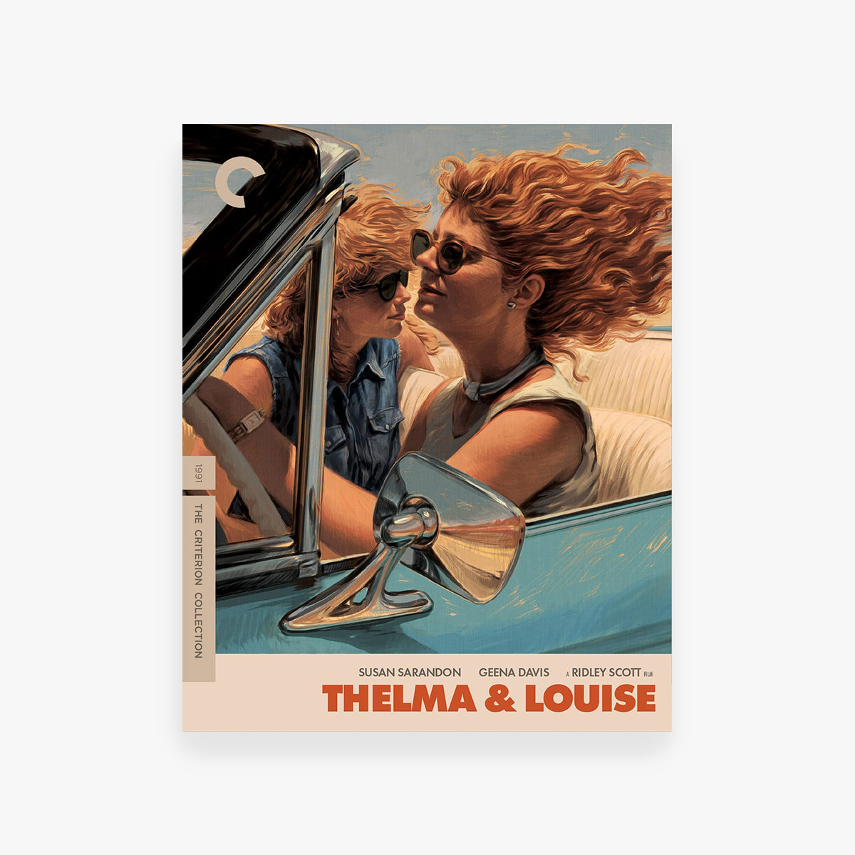 Movie poster for 'Thelma & Louise' featuring two women in a car.