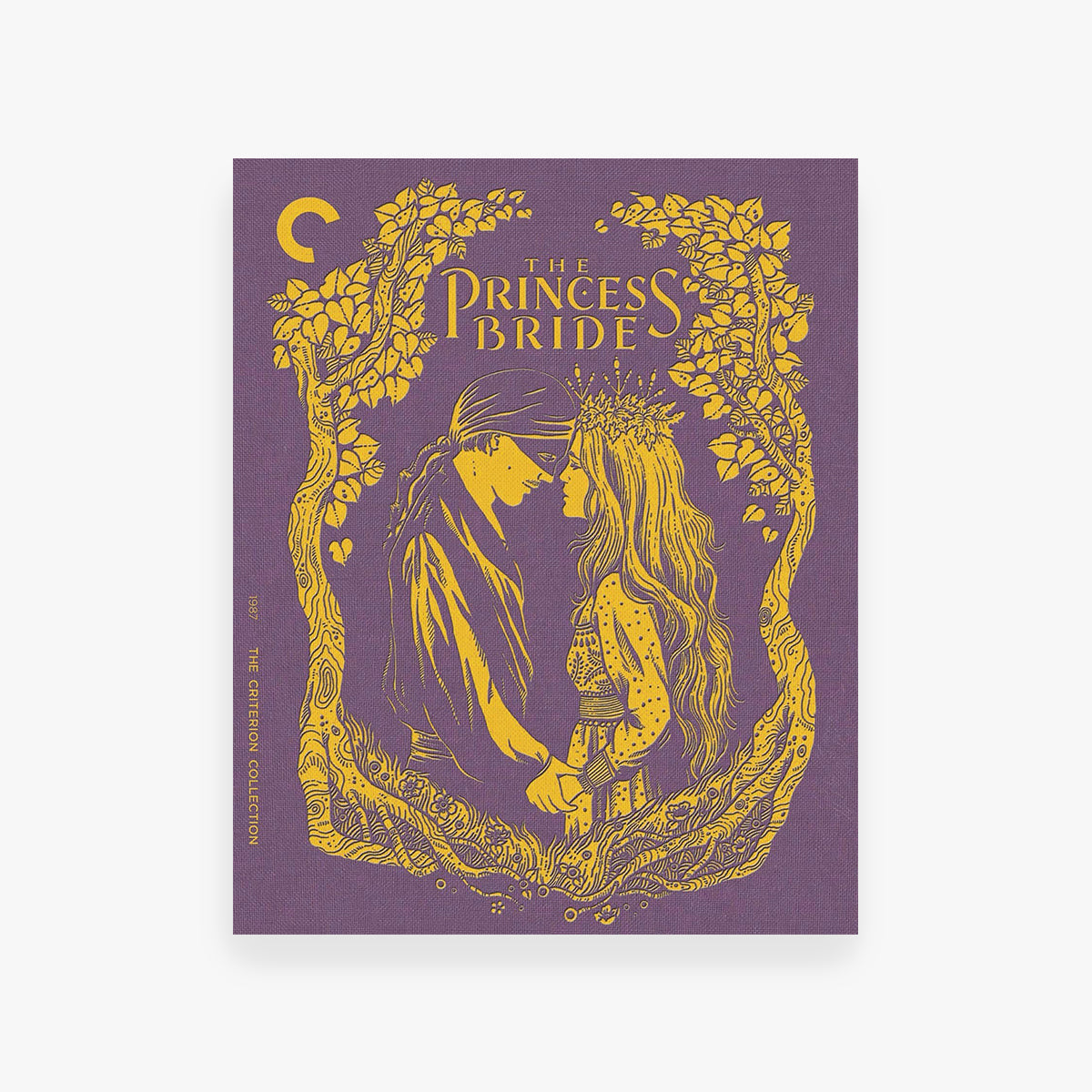 Purple and gold 'The Princess Bride' DVD cover with two characters facing each other.