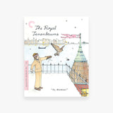 Illustration of a man with a bird, featuring 'The Royal Tenenbaums' text, on a white background.
