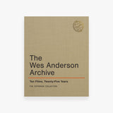 Cover of 'The Wes Anderson Archive' with text and Criterion Collection logo on a beige background