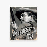 Movie poster for 'Winchester '73' featuring James Stewart with a gun, from The Criterion Collection.