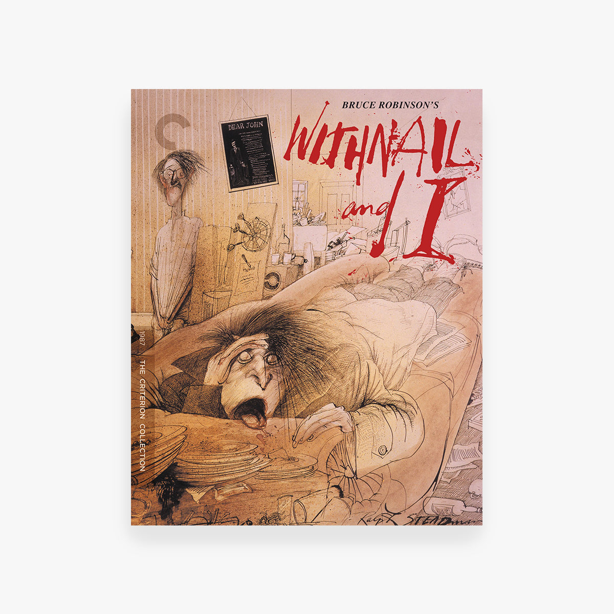 Movie cover of 'Withnail and I' by Bruce Robinson with a stylized illustration of a man and a bird.