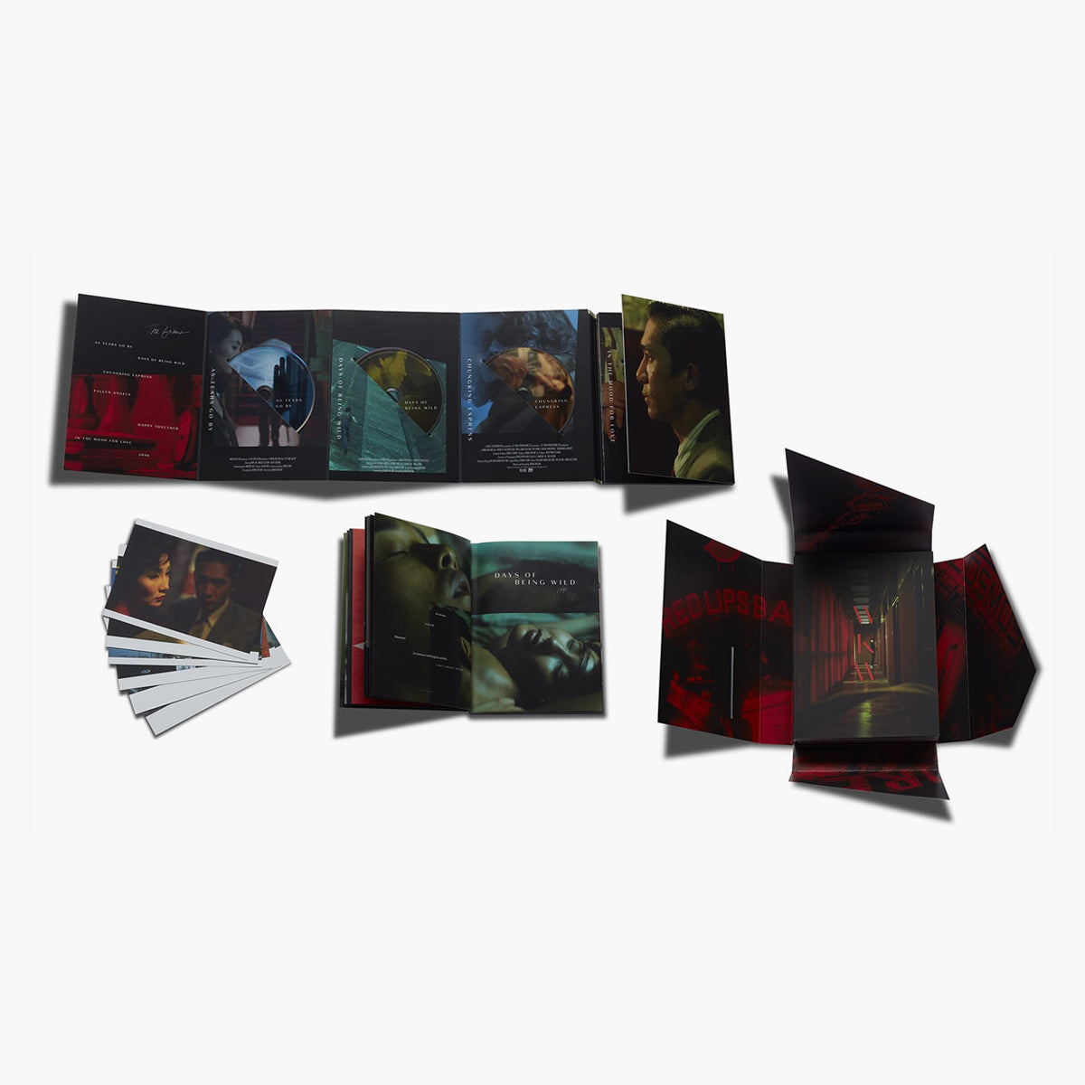 Collection of movie covers and cards on a white background