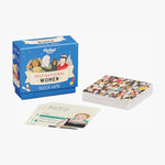 The box for Ridley's Inspirational Women Trivia Game is shown above a collection of illustrated cards, including one featuring singer Adele with a trivia question about her first UK number one single.