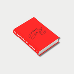 A high-angle view of a bright red hardcover book titled "Kids, Wait Till You Hear This!" by Liza Minnelli, featuring a printed black signature and a small smiley face drawing on the front cover.