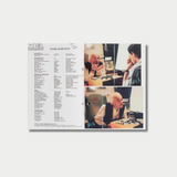 An open copy of Darren Aronofsky's "PI: The Guerilla Diaries" displays scrapbook-style layout spreads containing production photographs, typewriter-written journal entries, actor resumes, and graphic typography experiments centered around the $\pi$ symbol, all set against a clean, light gray background.
