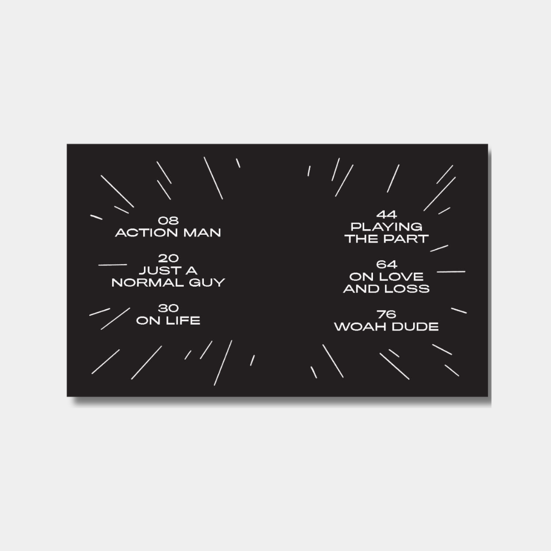An interior page from the book "What Keanu Says" with black and white quotes and text.