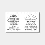An interior page from the book "What Keanu Says" with black and white quotes and text.