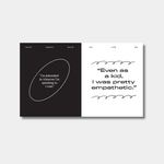 An interior page from the book "What Keanu Says" with black and white quotes and text.