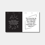 An interior page from the book "What Keanu Says" with black and white quotes and text.